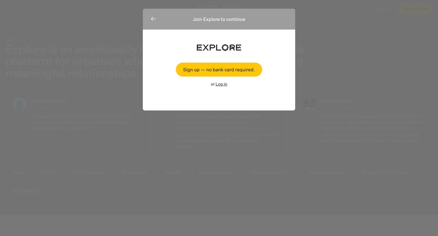 Explore - Explore - Your new creative space screen