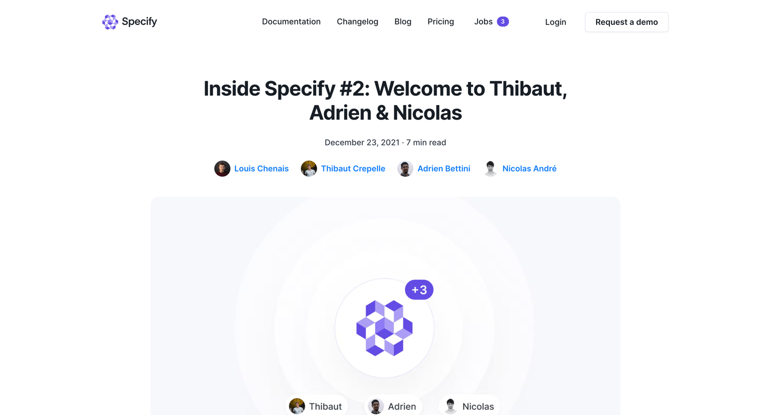 Specify - Inside Specify 2 Welcome to Thibaut, Adrien | Nicolas screen