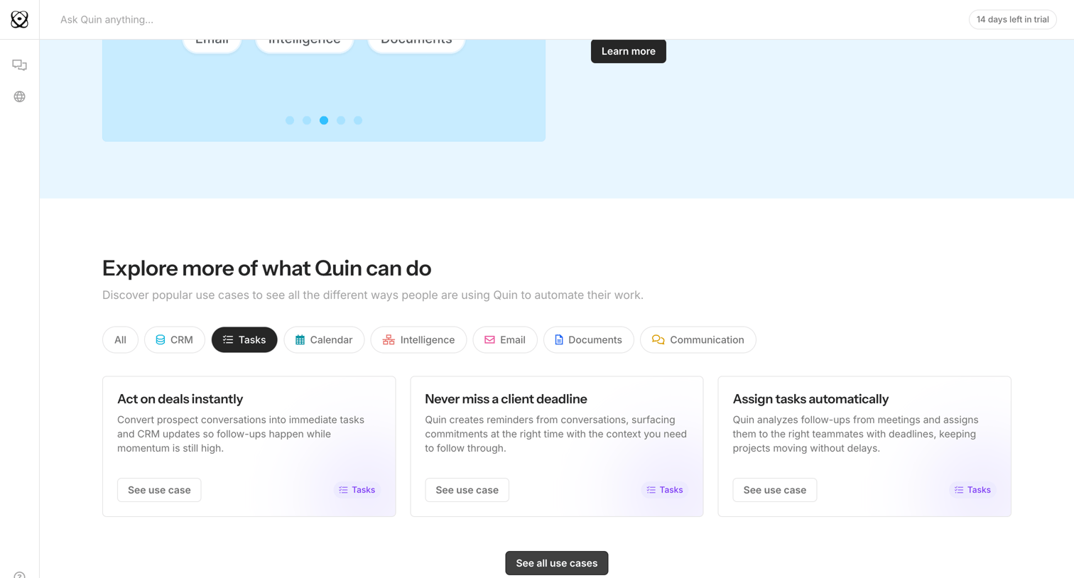 Quin - Home | Quin screen