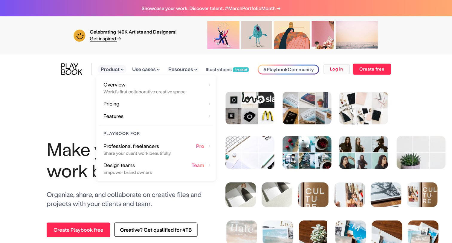Playbook - Playbook.com | Organize your creative files  Sign up for free stor screen
