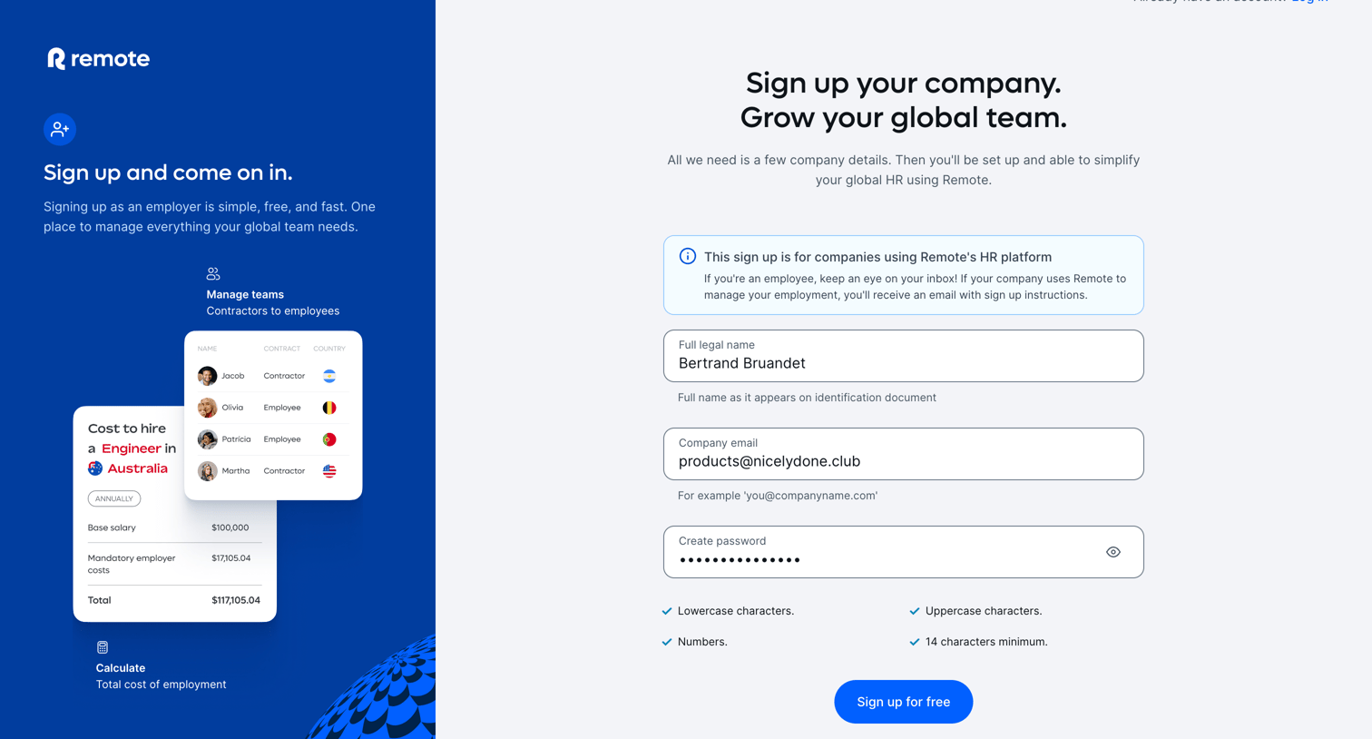 Sign up your company. Grow your global team. | Remote from Remote