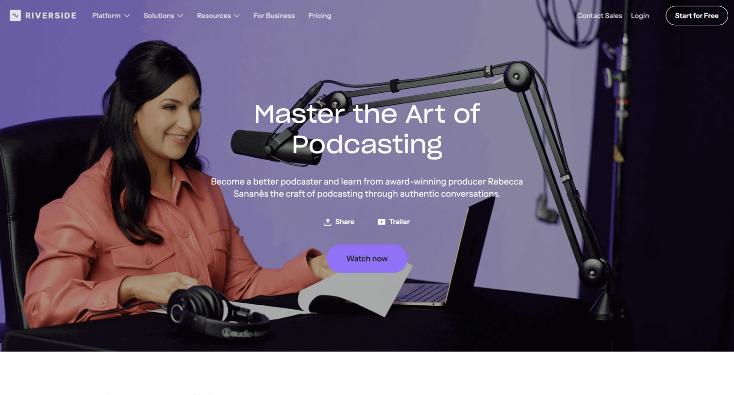 Riverside - Master the Art of Podcasting | Free Masterclass | Riverside.com screen