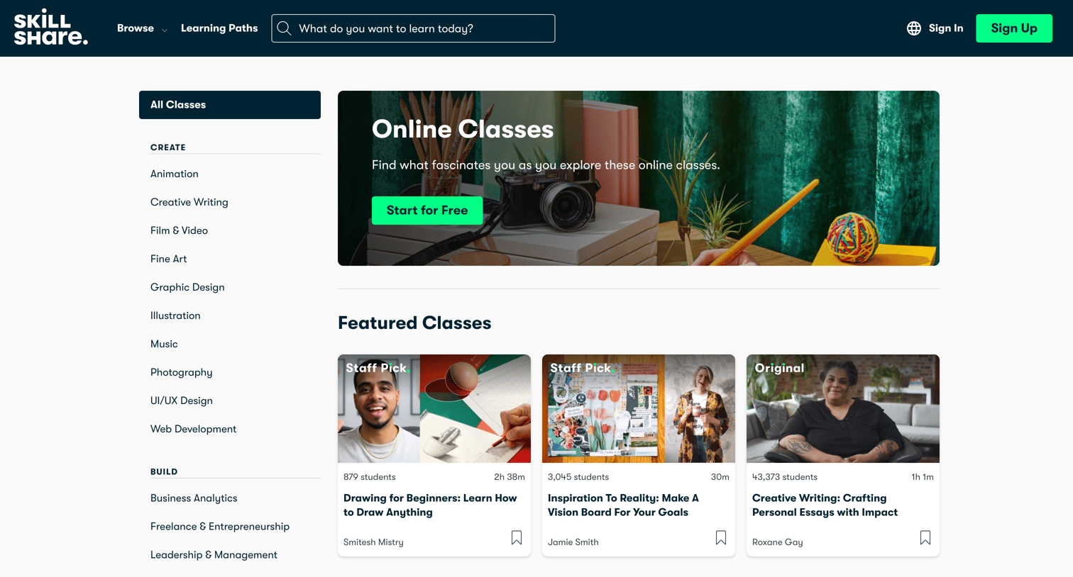 Skillshare - Online Classes for Creatives | Skillshare screen