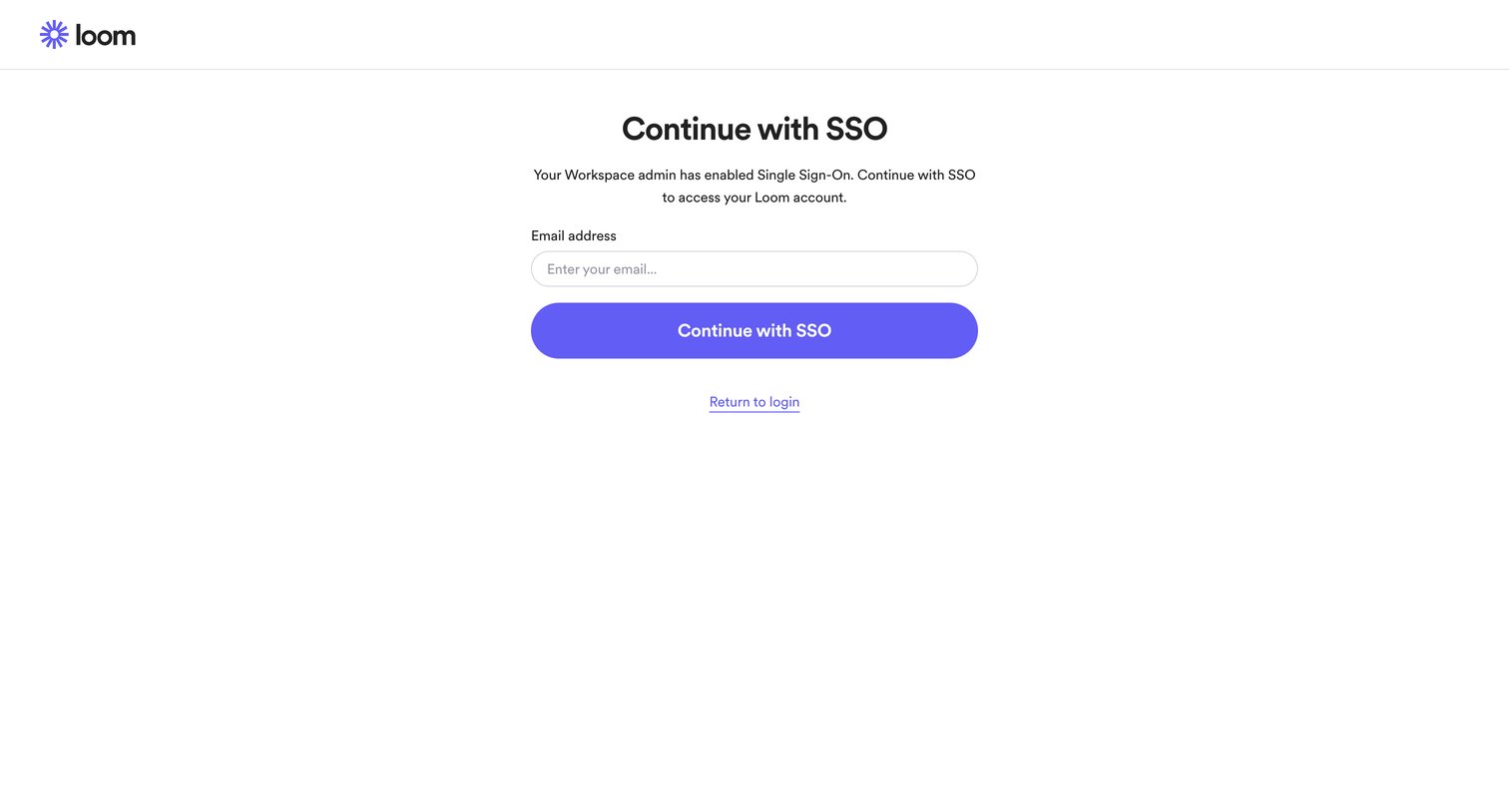 Loom - Log into Loom with SSO | Loom screen