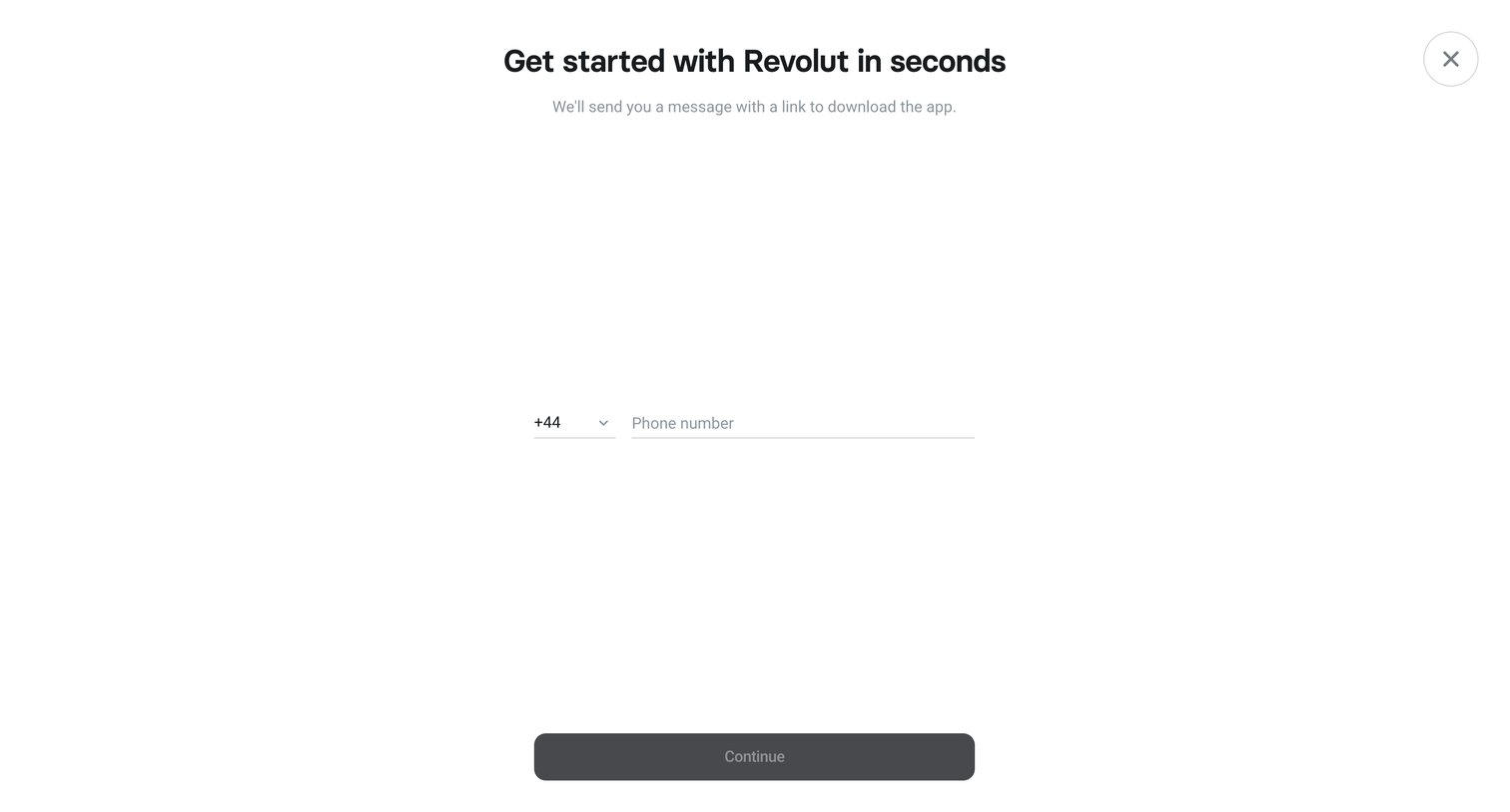 Revolut - Get the App Revolut screen