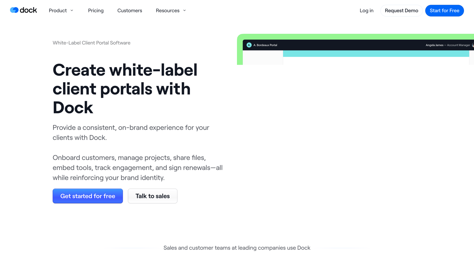 Dock - White-Label Client Portal Software | Dock screen