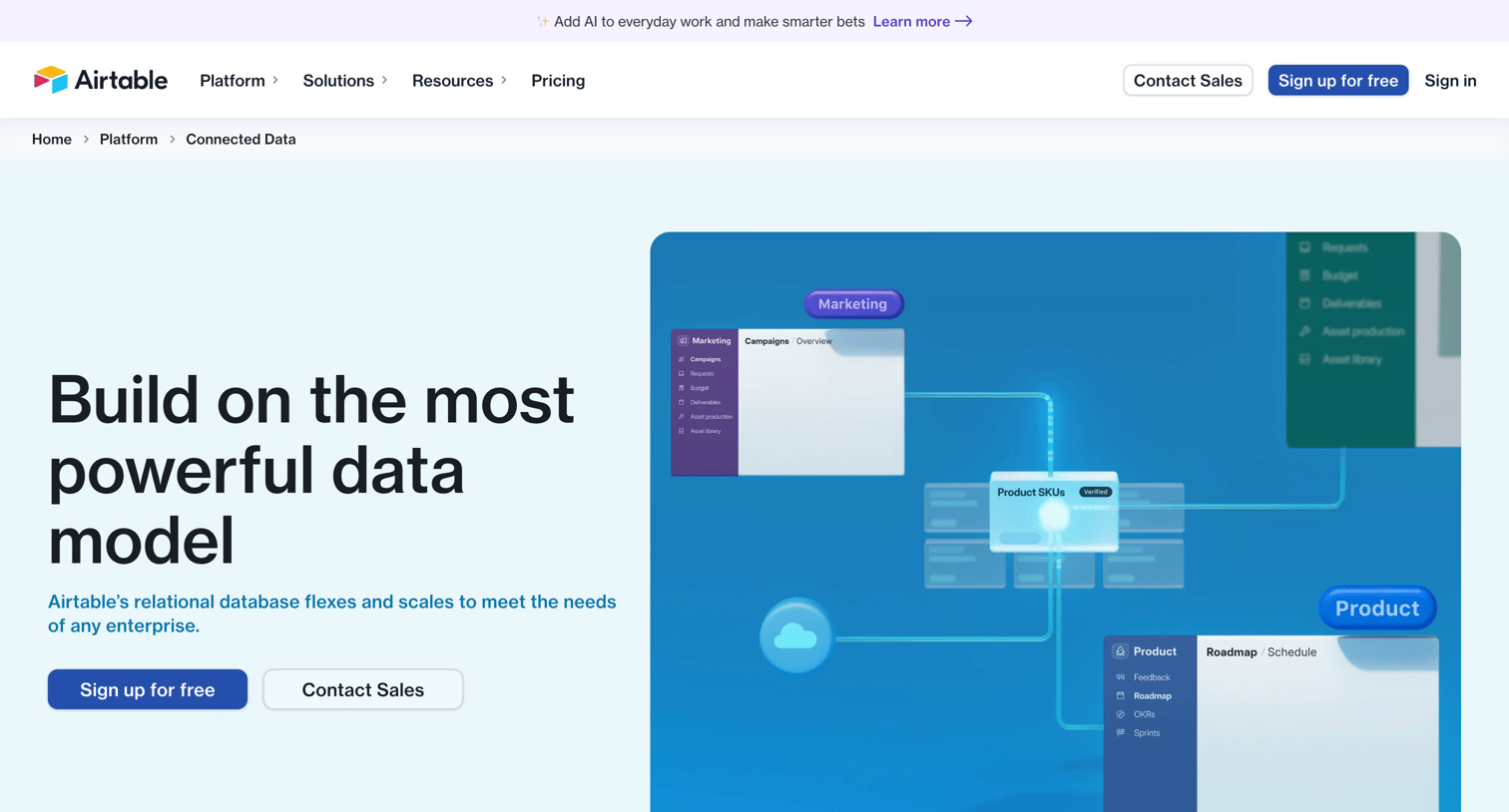 Airtable - Connected Data Build on the most powerful data model | Airtable screen