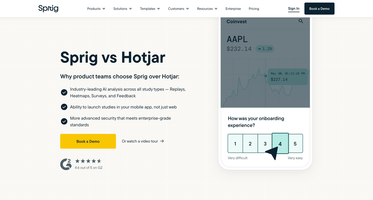 Sprig - Best Alternatives to Hotjar screen