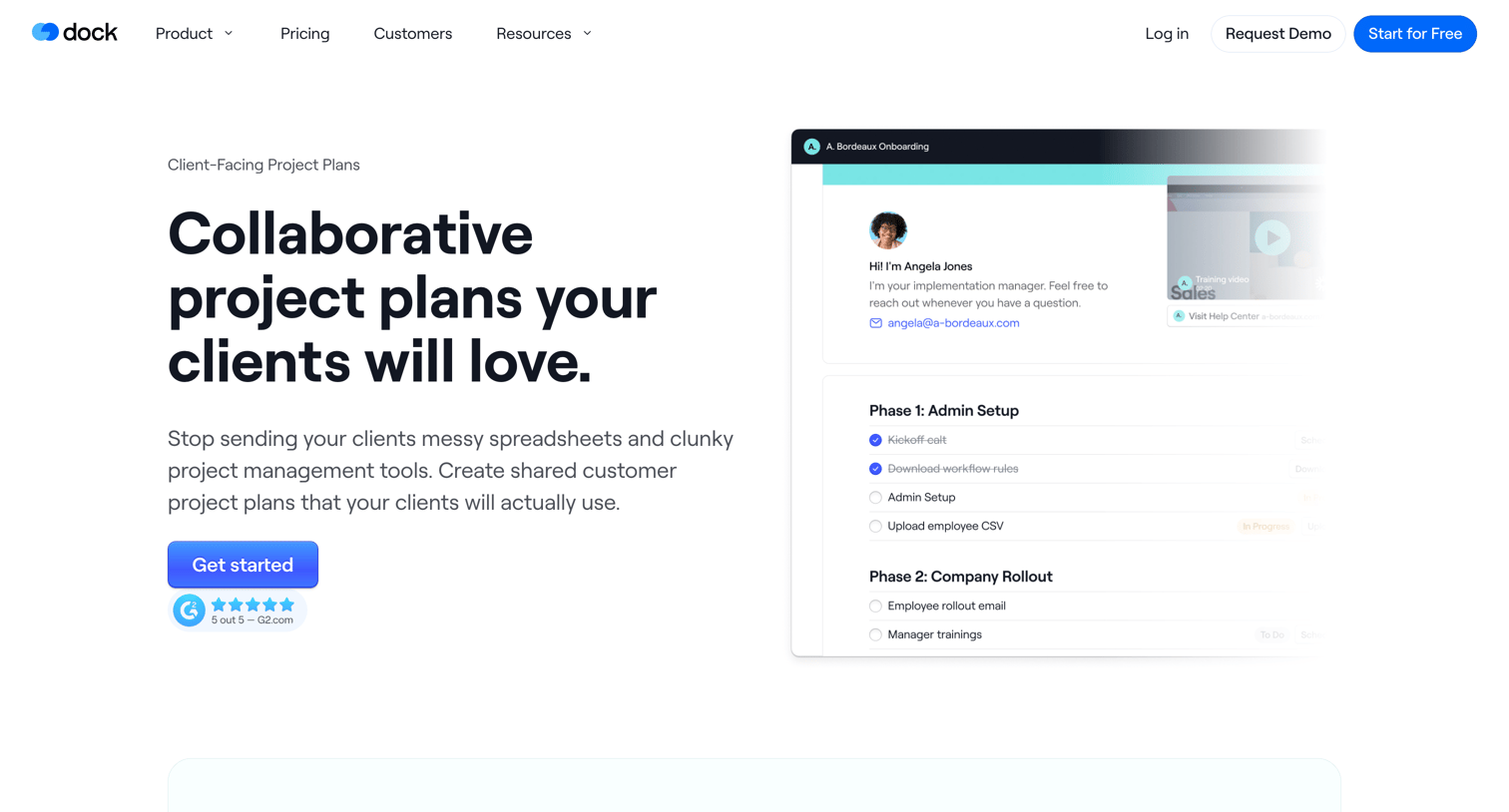 Dock - Client-Facing Project Management Software | Dock screen