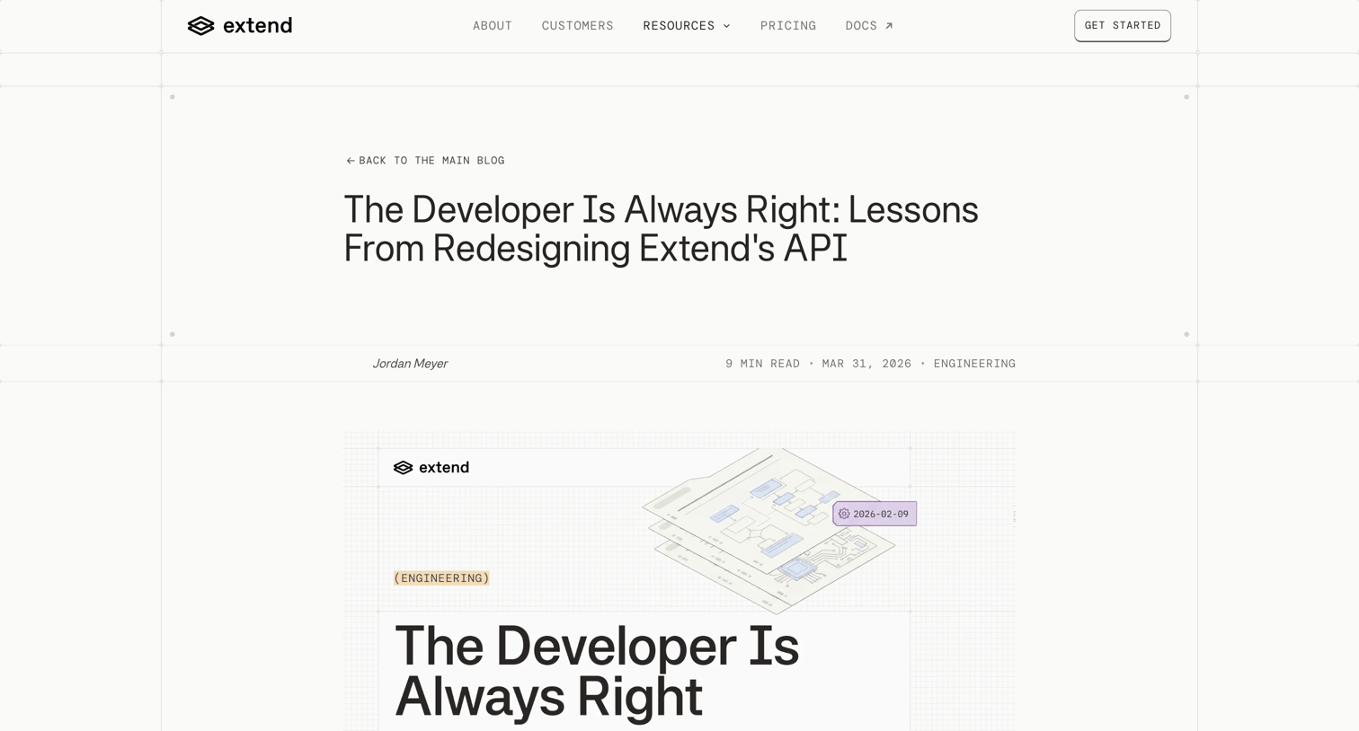 Extend - The Developer Is Always Right: Lessons From Redesigning Extend's API | Extend screen