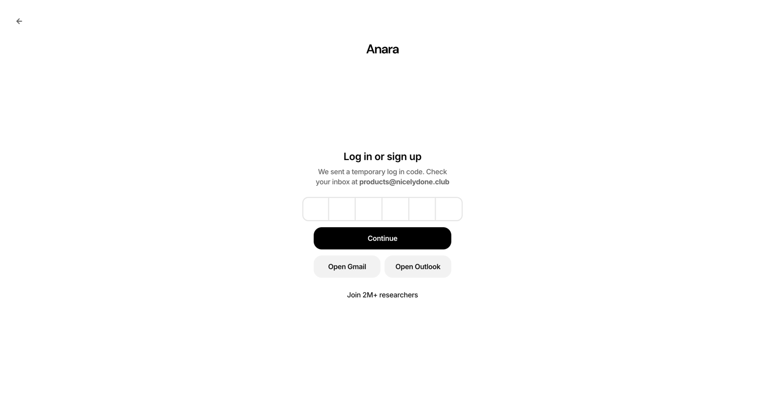 Anara - Anara | Login screen