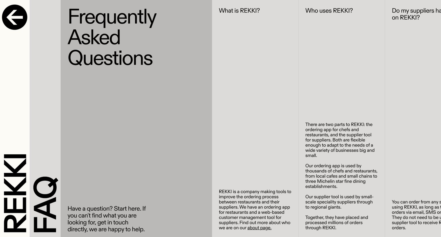 Rekki - REKKI – FAQ screen