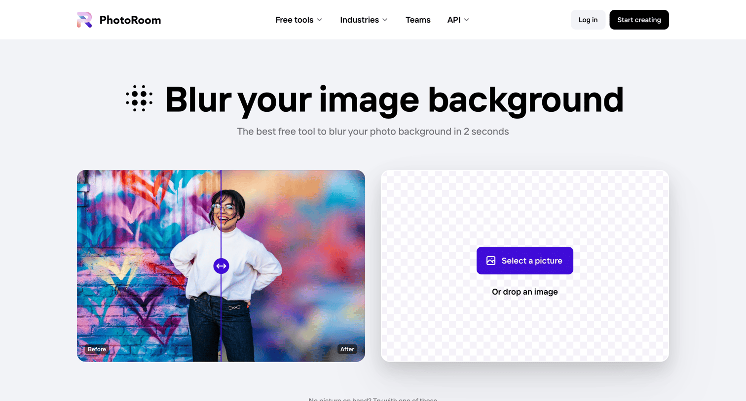 Photoroom - Online Blur Background Tool for free | PhotoRoom screen