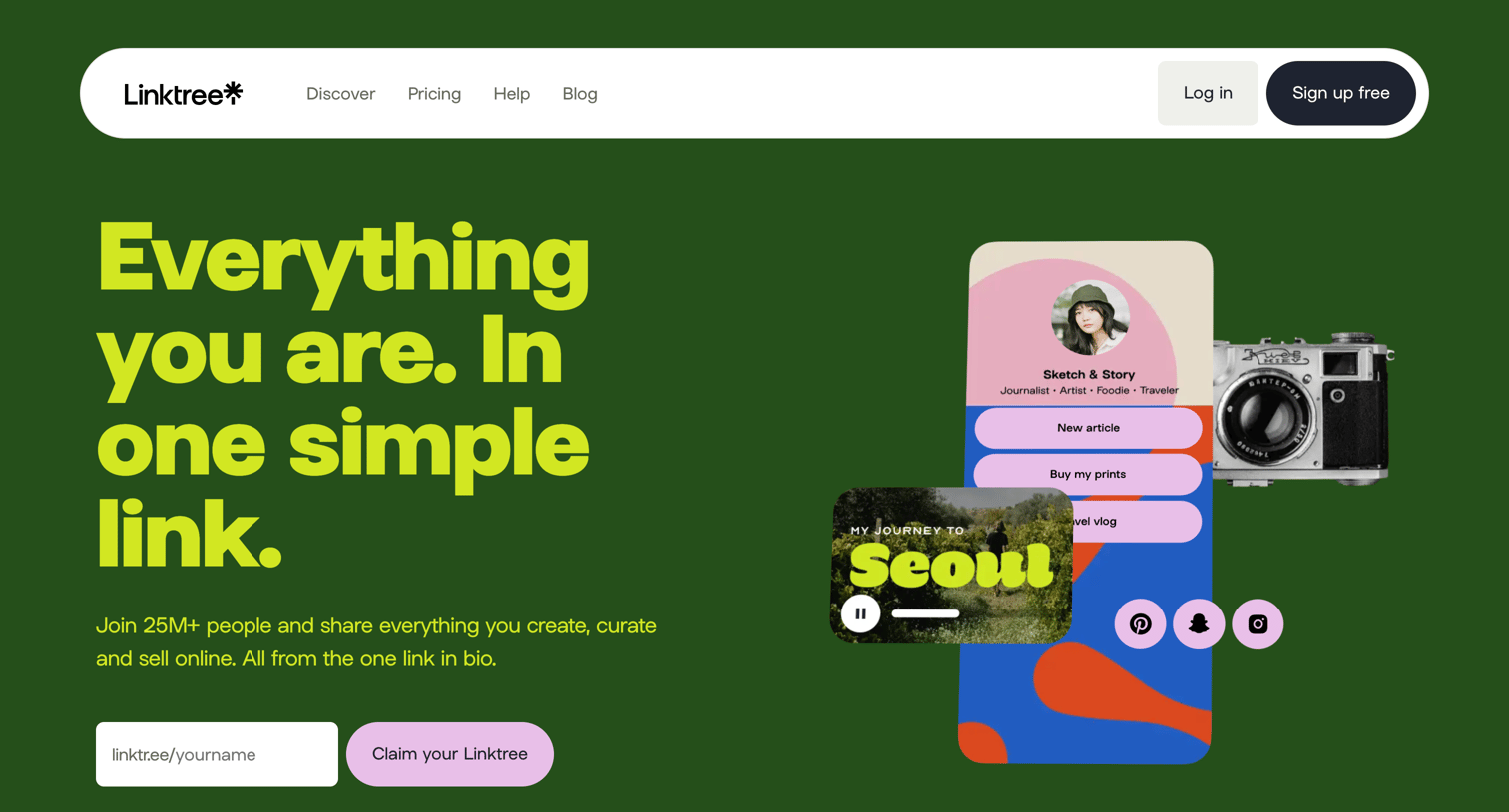 Linktree - Link in bio tool Everything you are, in one simple link | Linktree screen