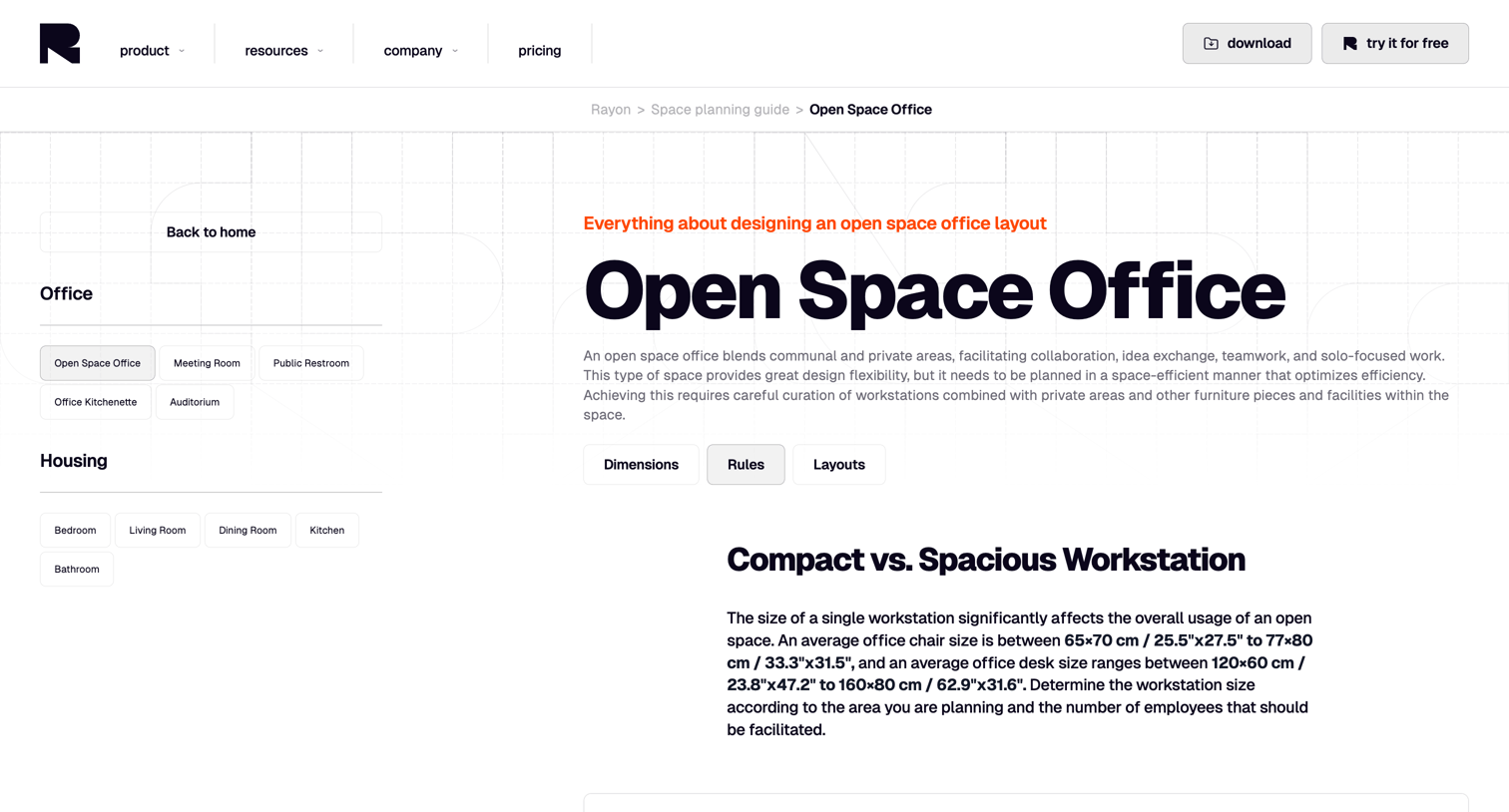 Rayon - Open Space Office | Space Planning Guide  Rayon screen