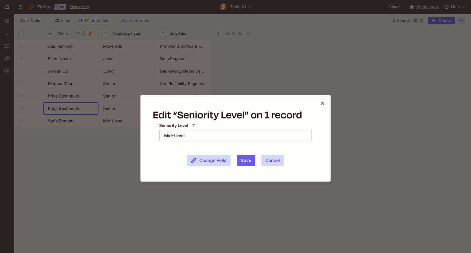 Zapier - Table 01 | Zapier screen