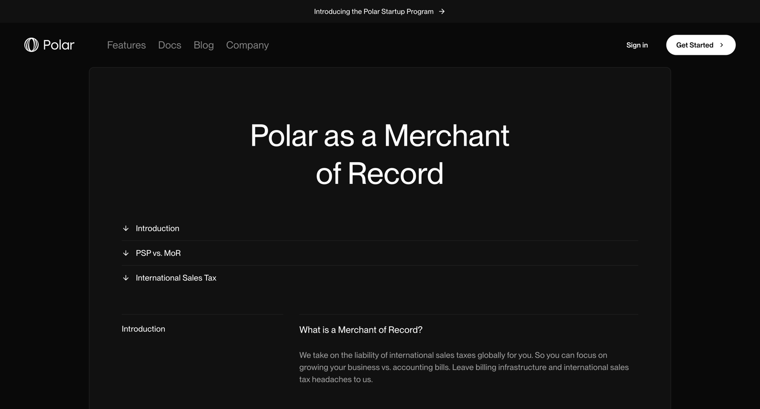 Polar - Merchant of Record | Polar screen