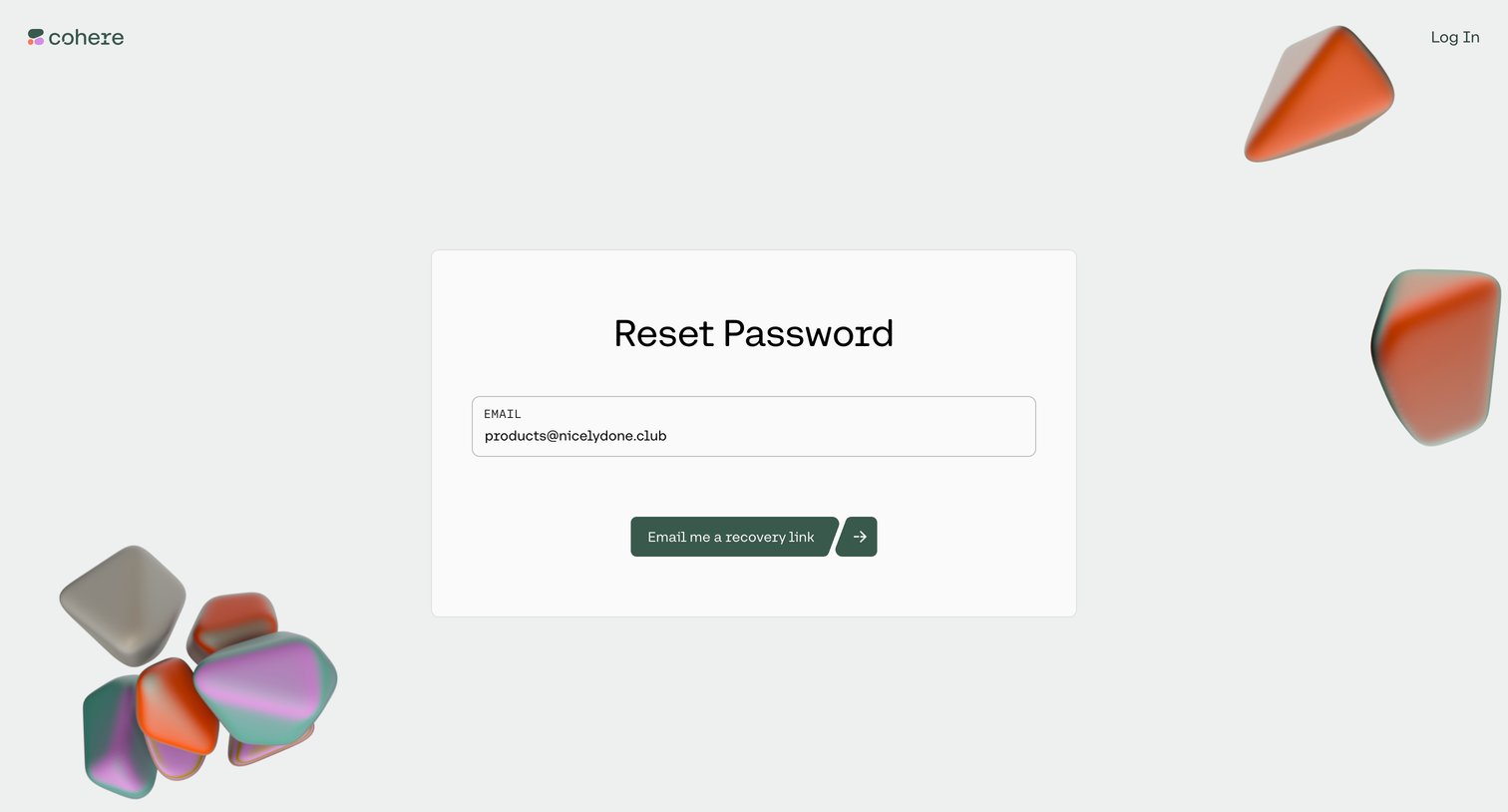 Cohere - Reset Password | Cohere screen