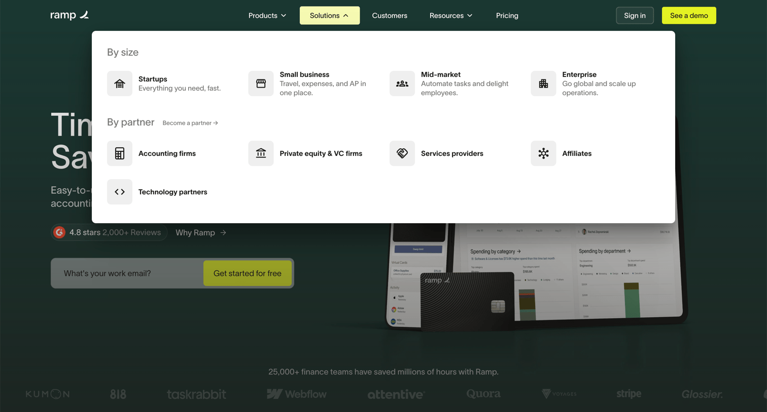 Ramp - Spend Management, Corporate Cards | Accounts Payable Solutions  Ramp screen
