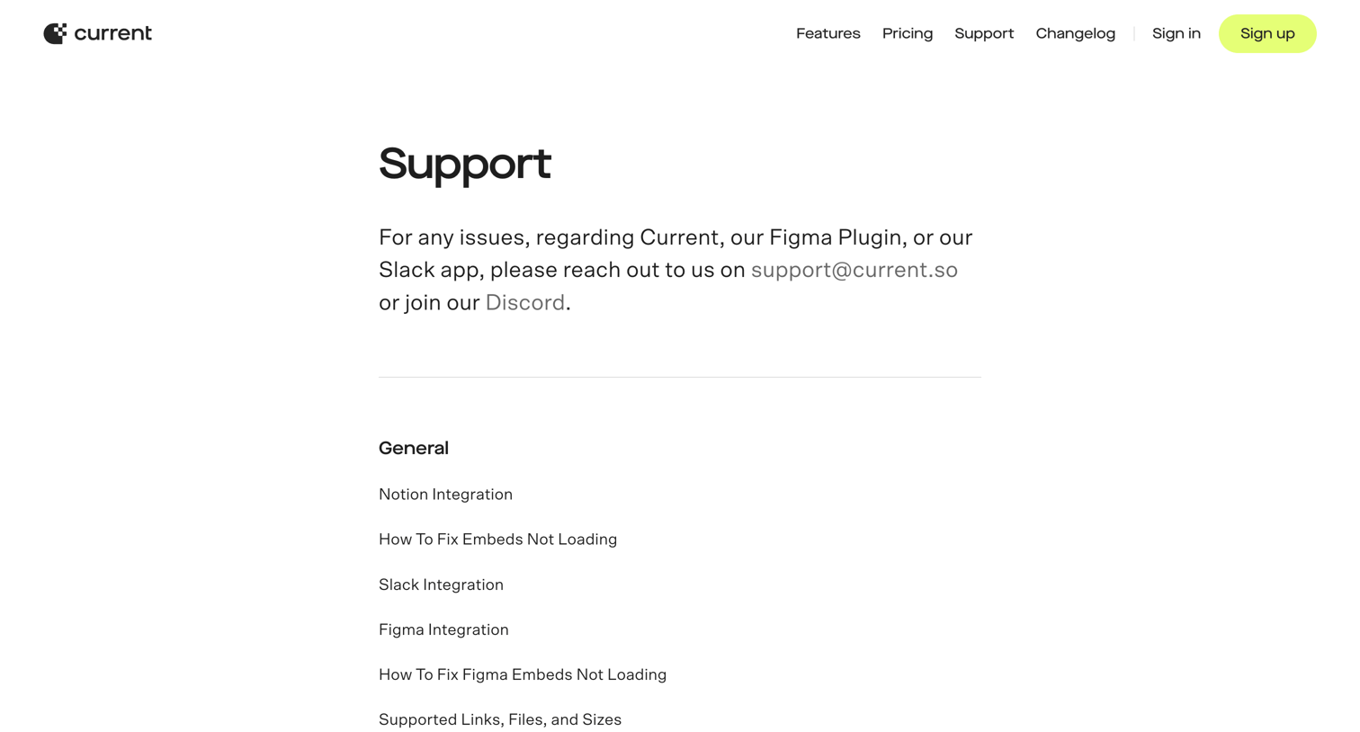 Current - Current - Support screen