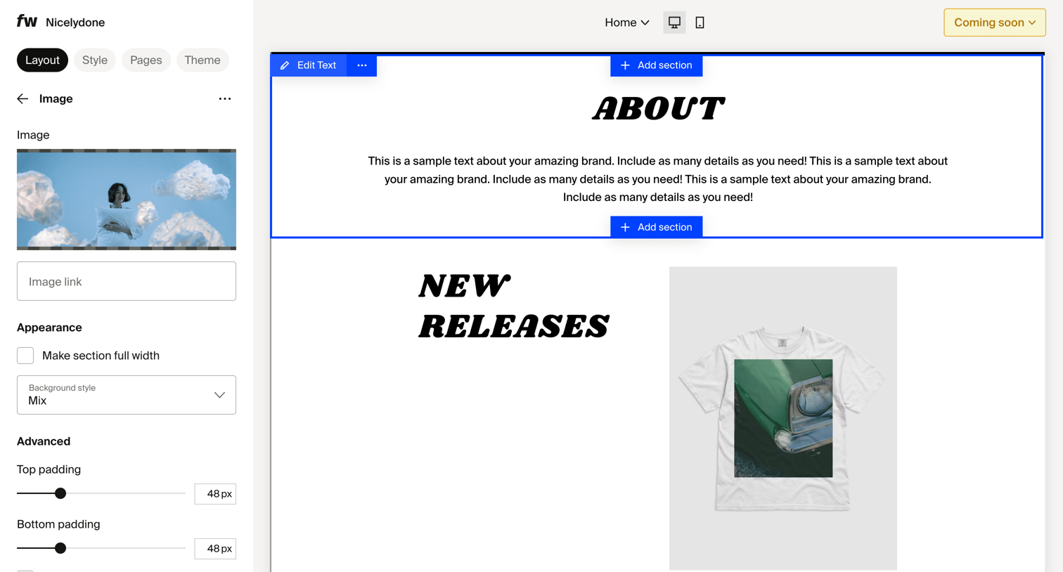 Site design – Dashboard from Fourthwall