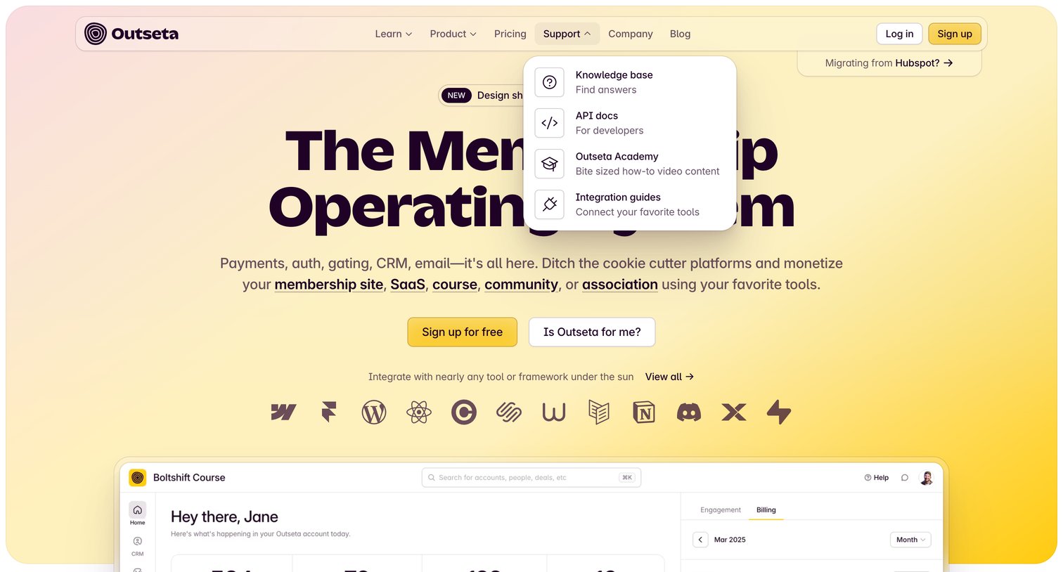 Outseta - Outseta  The Membership Operating System screen