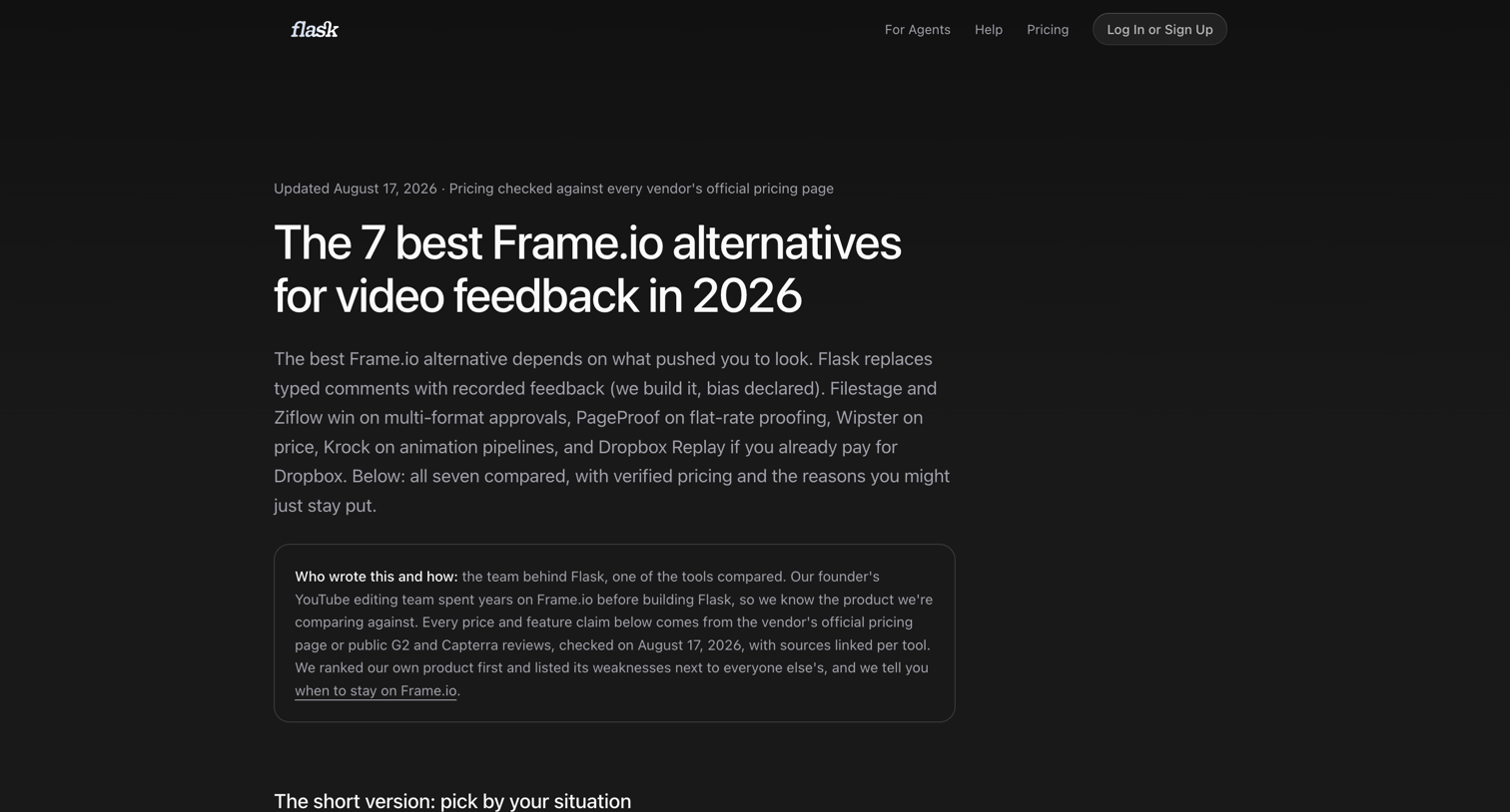 Flask - 7 Best Frame.io Alternatives for Video Feedback (2026) | Flask screen