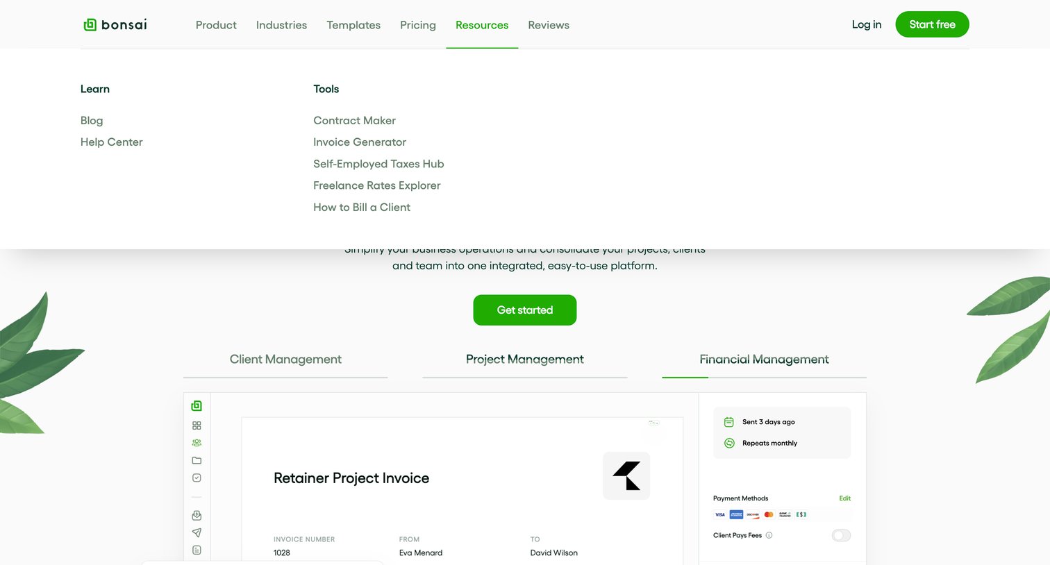Bonsai - Bonsai - Business management software screen