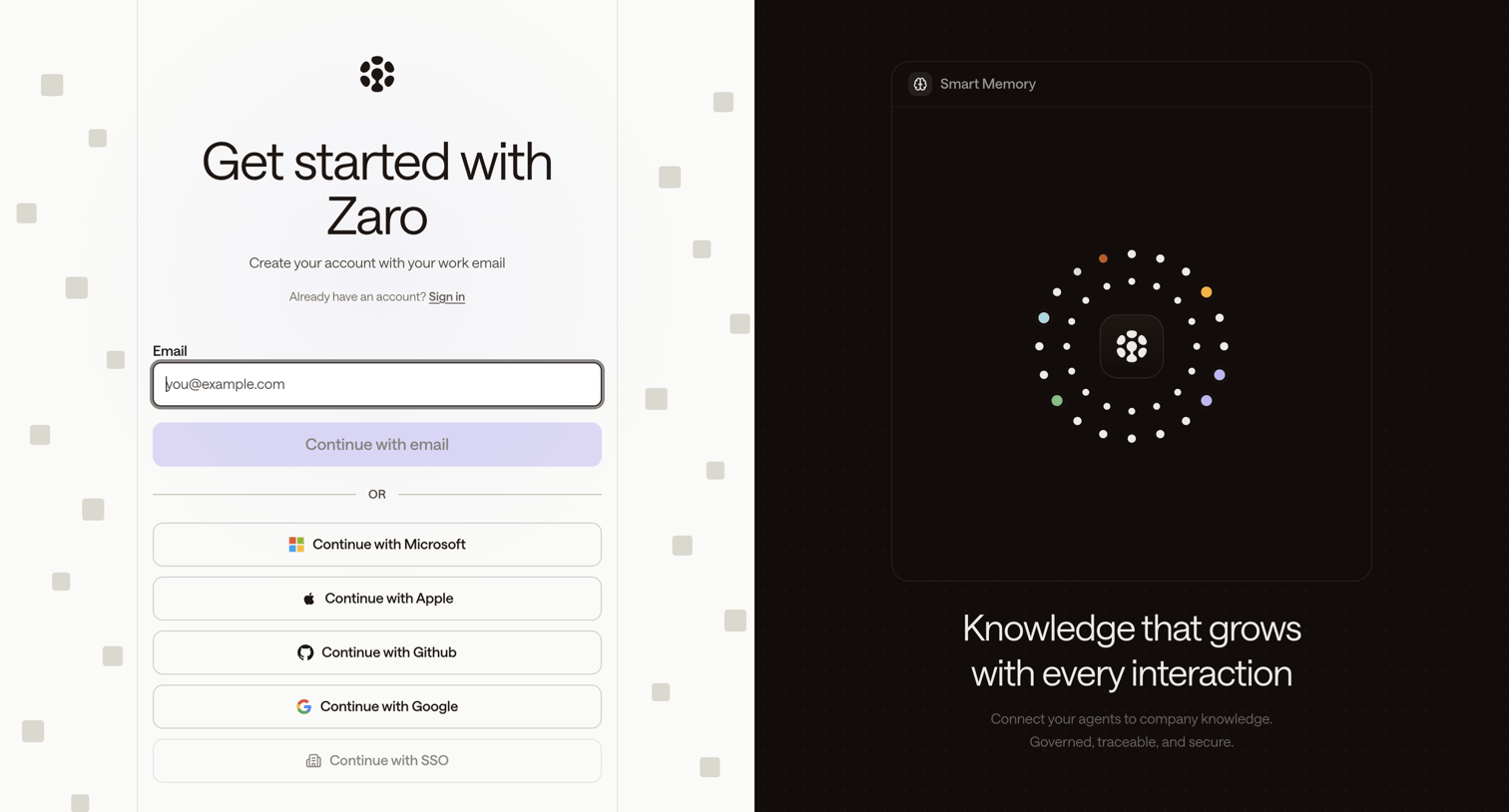 Zaro - Zaro - The Context Layer for Enterprise AI screen
