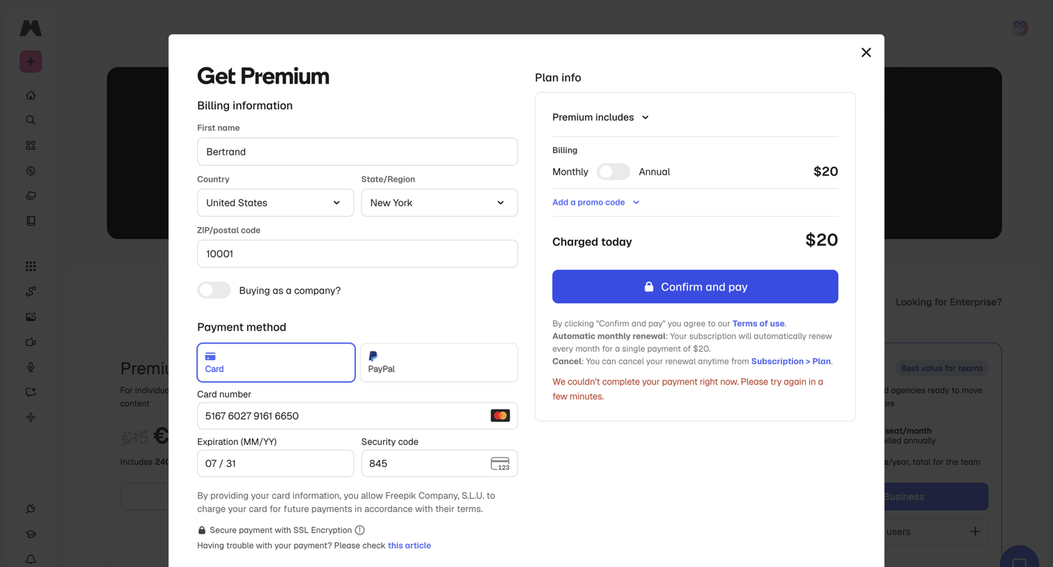 Magnific - Pricing plans | Magnific (formerly Freepik) screen