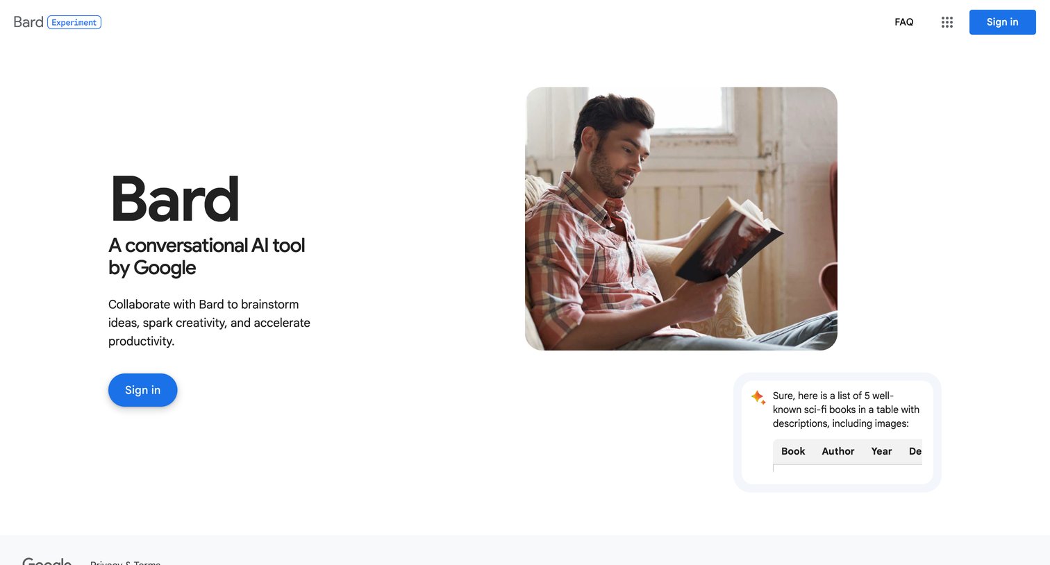 Bard - Bard - Chat Based AI Tool from Google, Powered by PaLM 2 screen