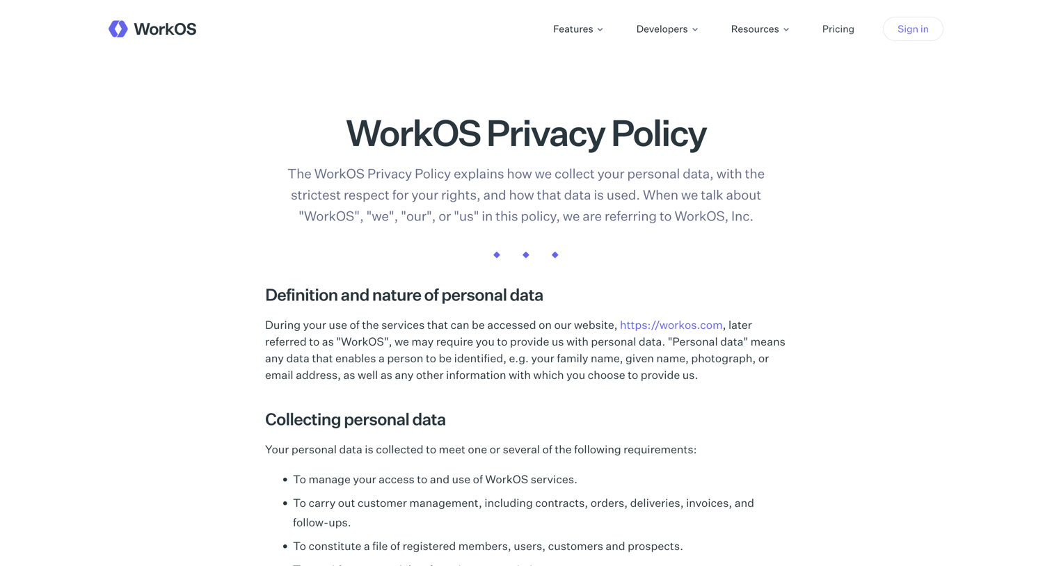 WorkOs - Privacy Policy — WorkOS screen