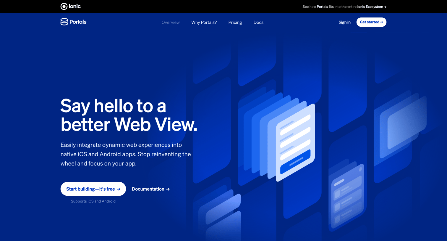 Ionic - Portals - Ionic - The Cross-Platform App Development Leader screen