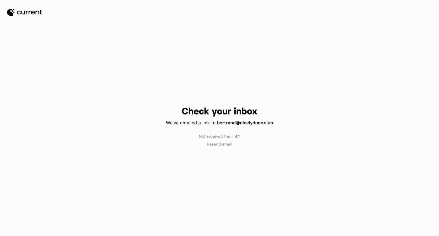 Current - Current — Login screen