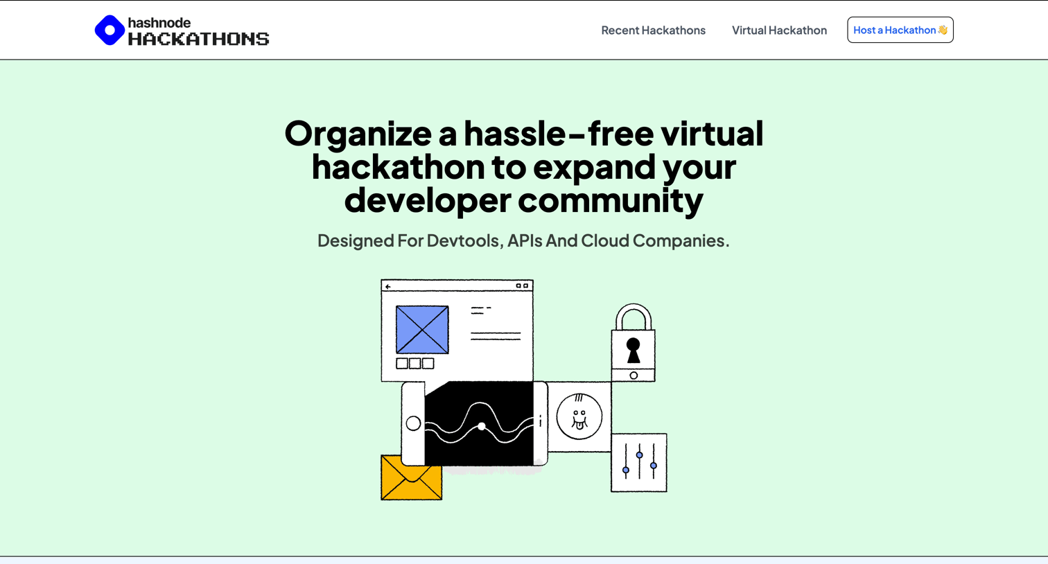 Hashnode - Start a virtual hackathon for developers — Hashnode screen