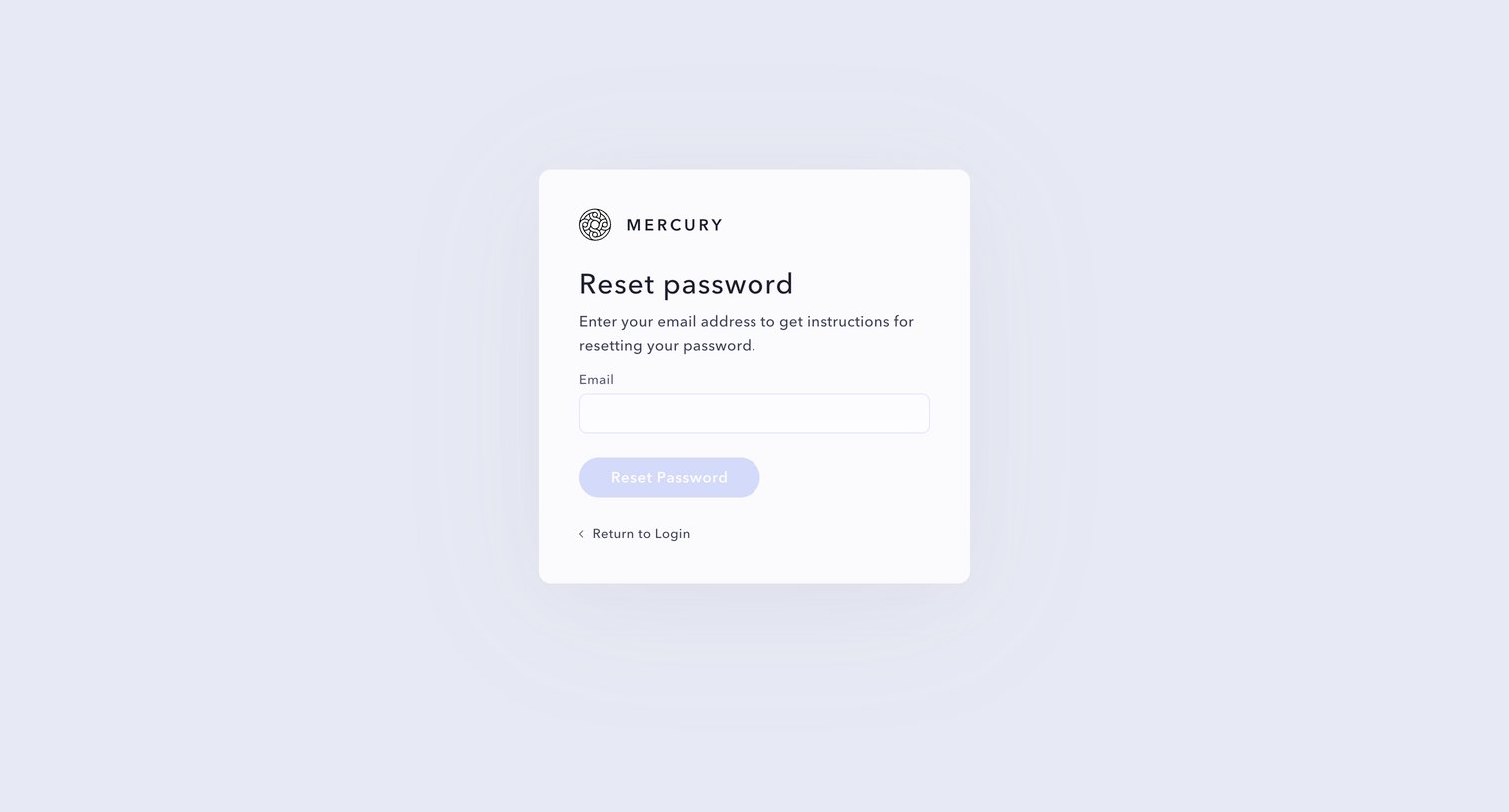 Mercury - Forgot Password | Mercury screen