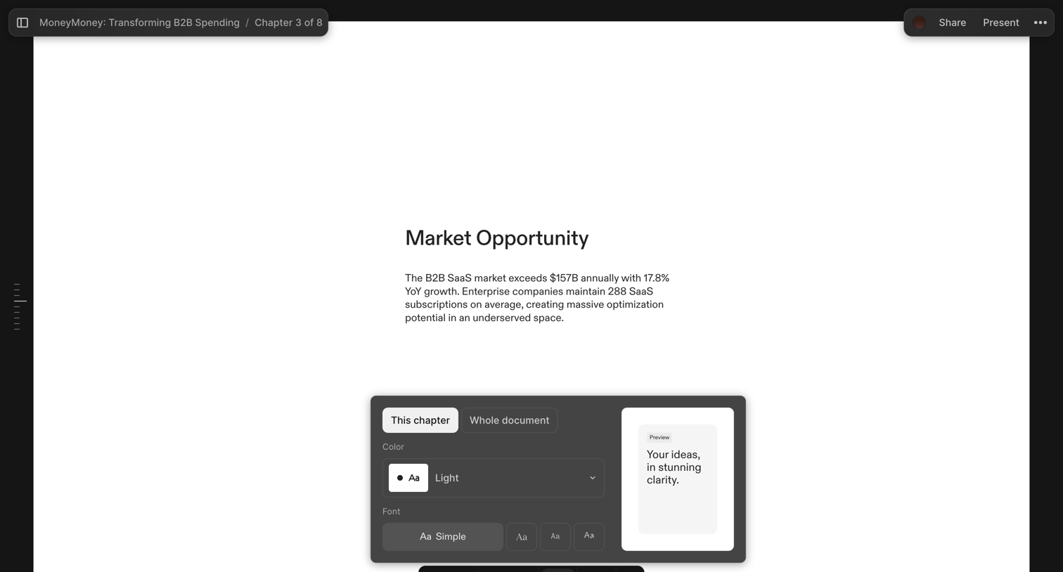 Chronicle - MoneyMoney: Transforming B2B Spending screen