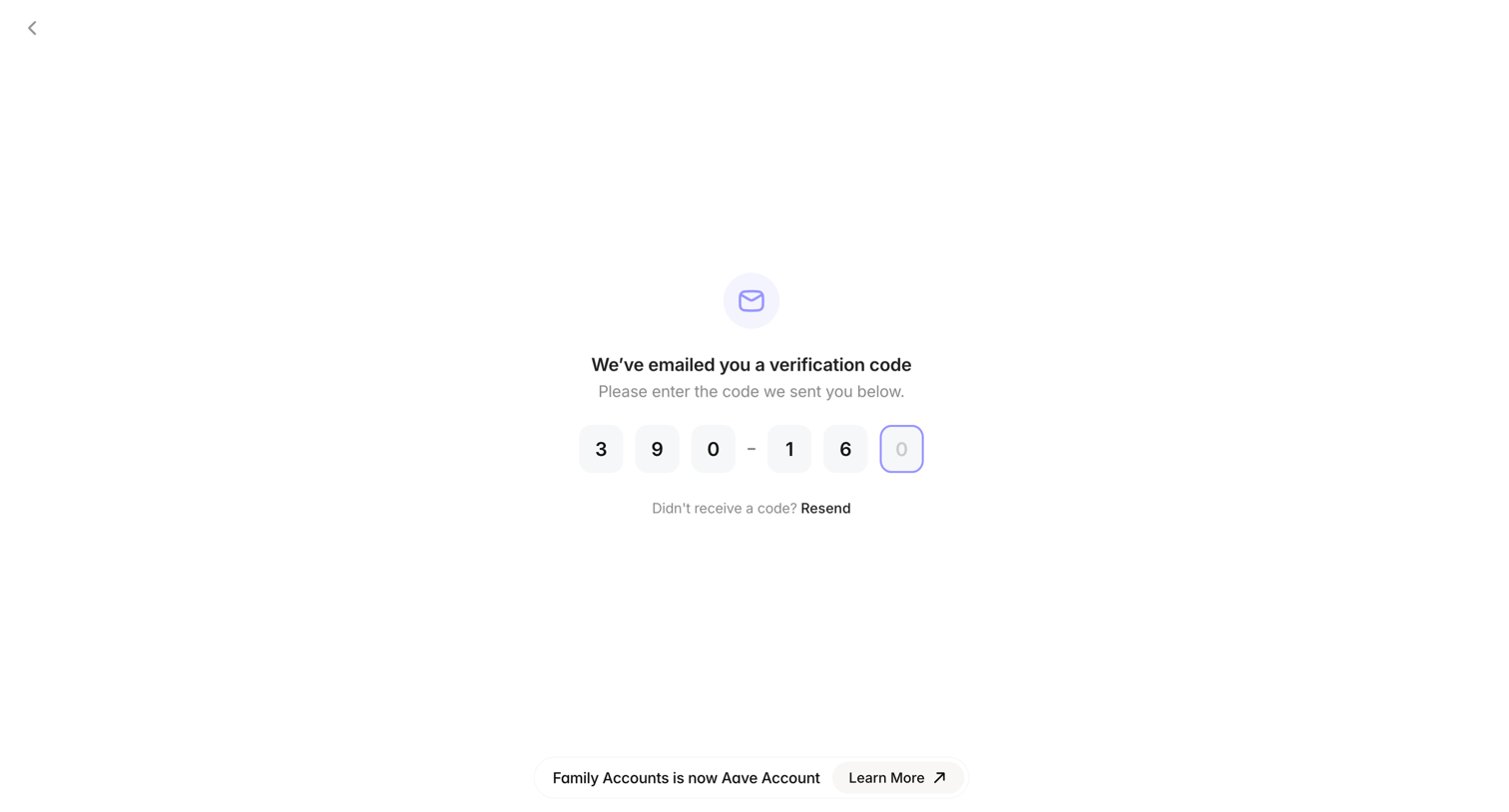 Family - Aave Account screen