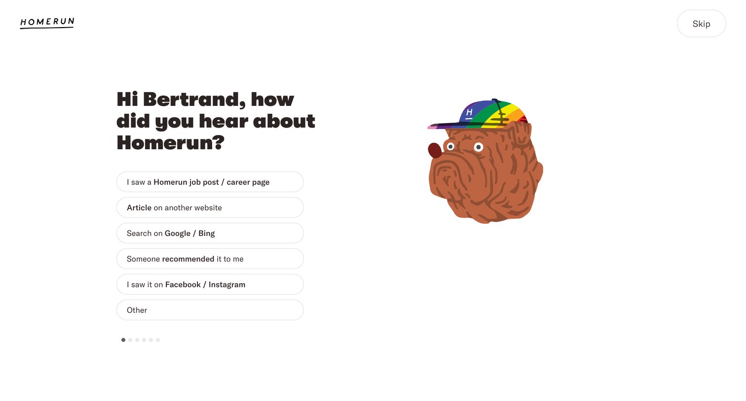 Homerun - Welcome · Homerun screen