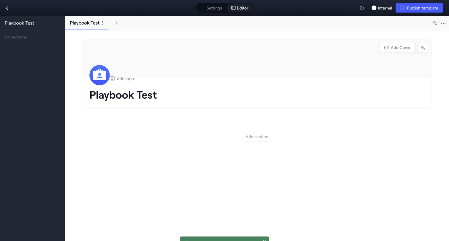 Dock - Editing: Playbook screen