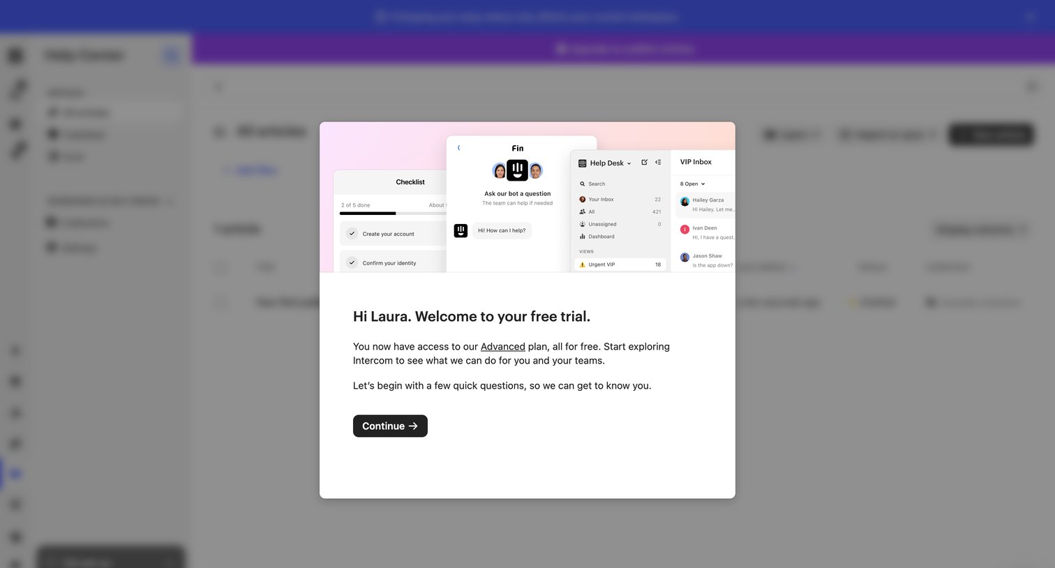 Intercom - All articles screen