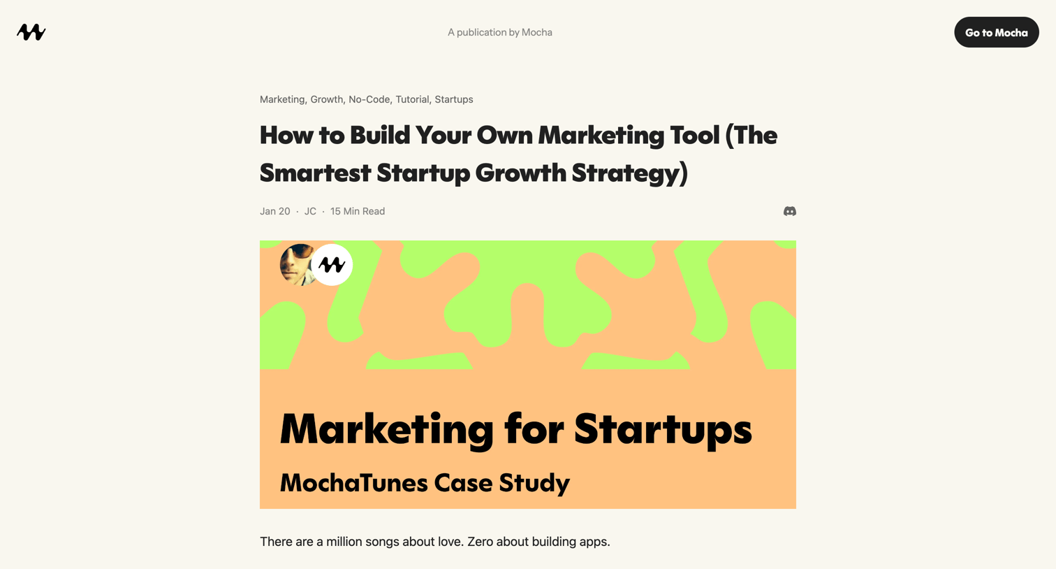 Mocha - Marketing for Startups Build Your Own Growth Tool  Mocha screen