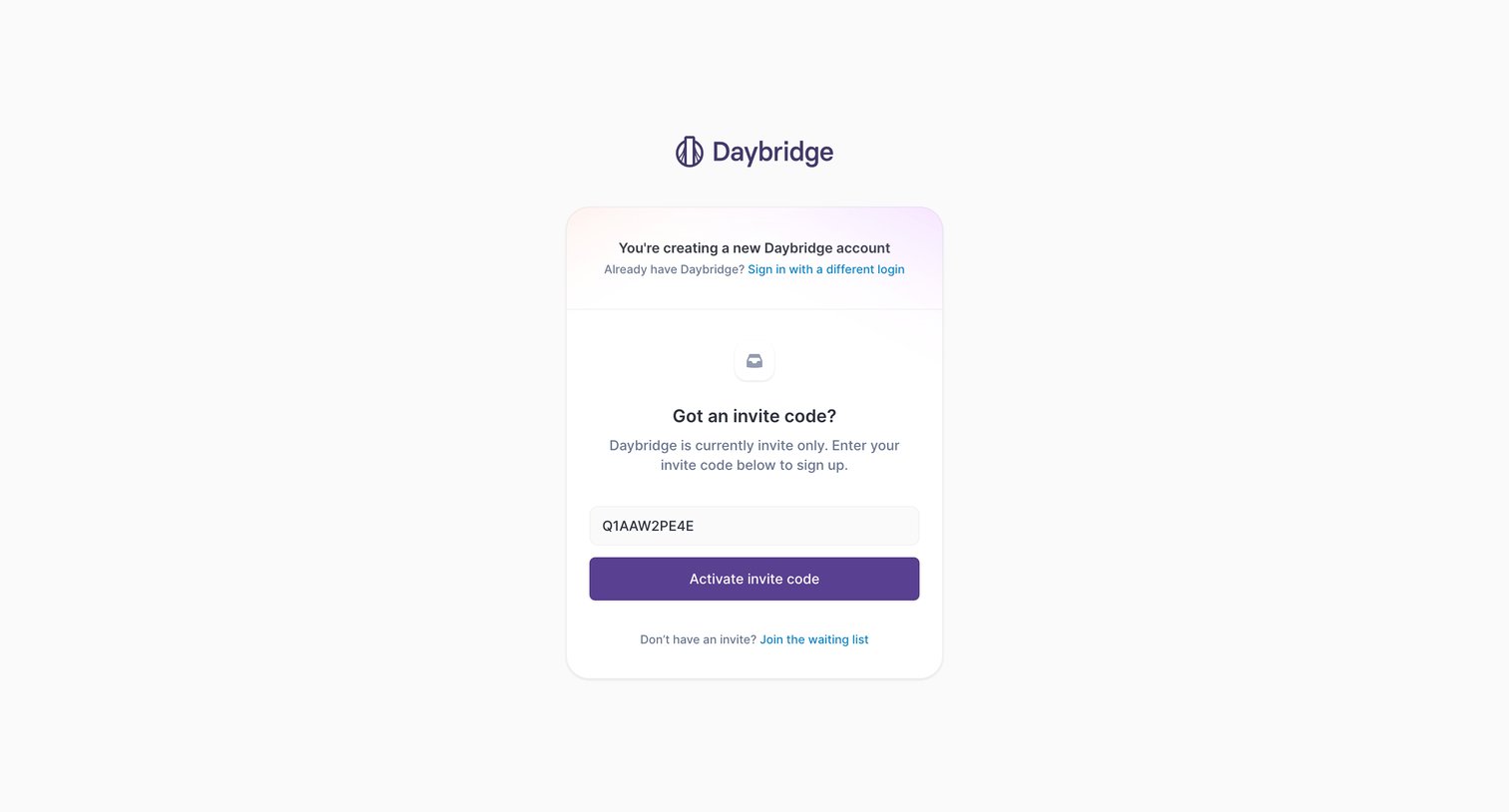 Daybridge screen