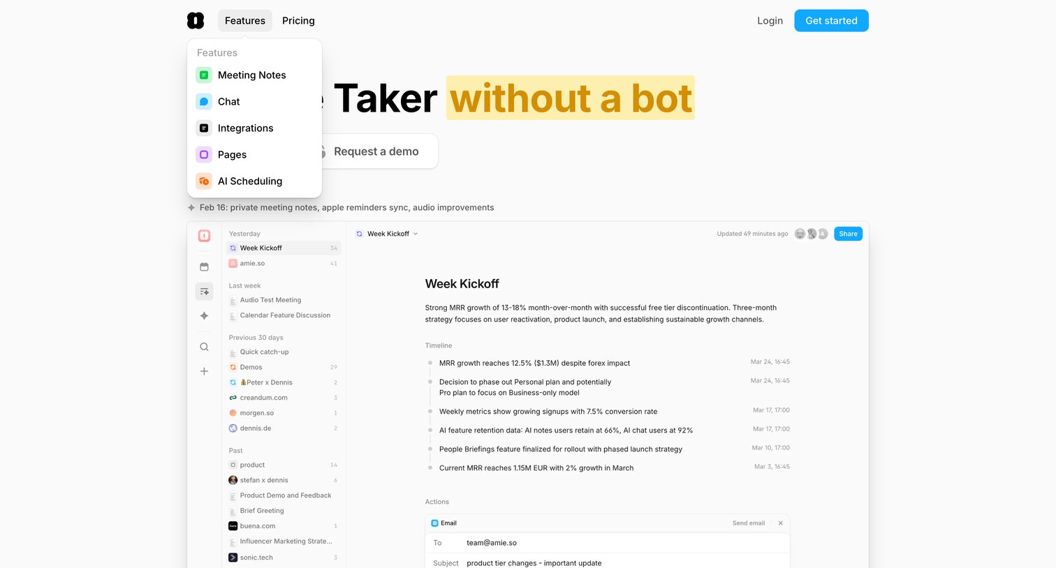 Amie - Amie - AI Note Taker screen
