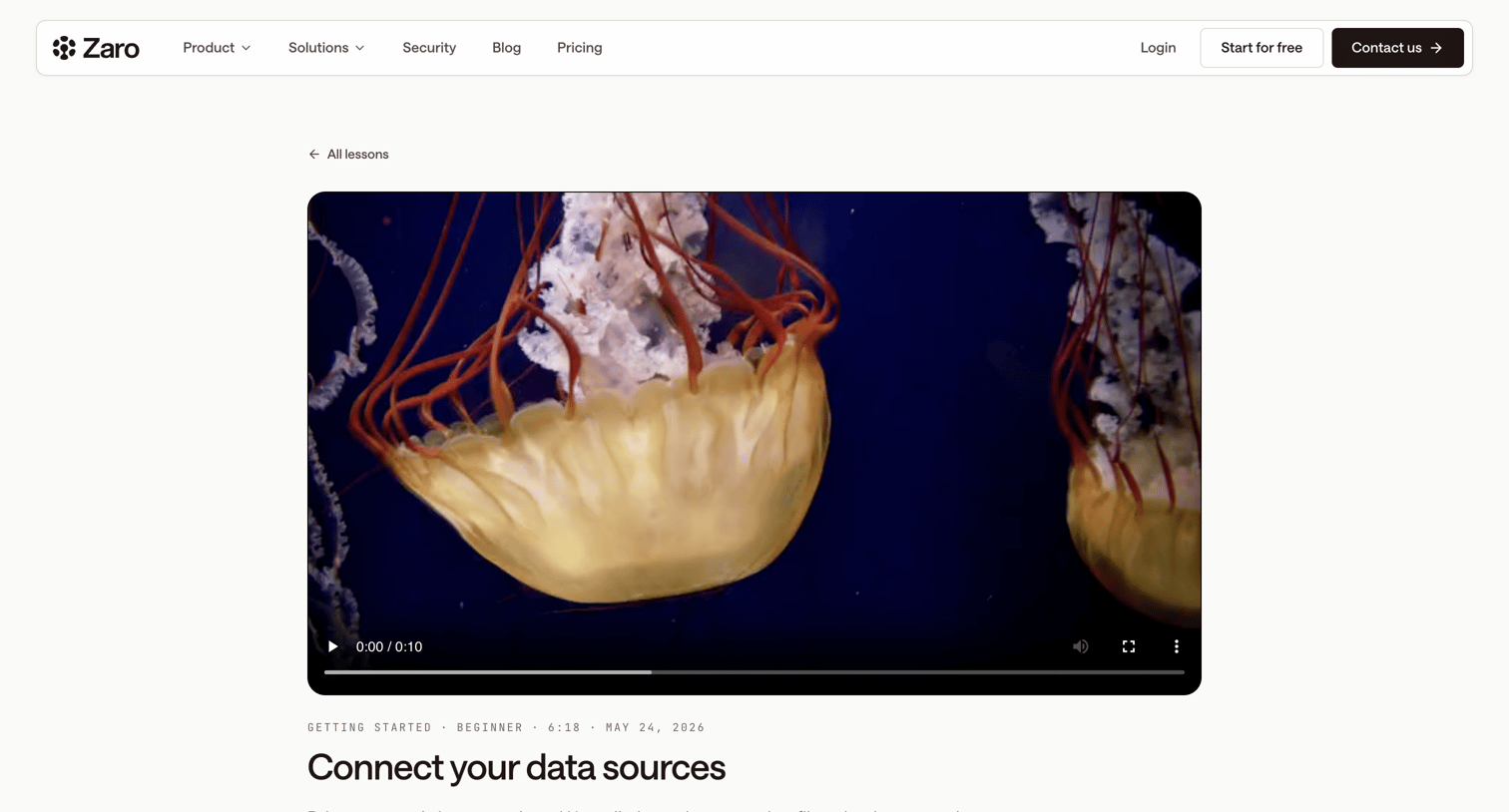 Zaro - Connect your data sources - Zaro screen