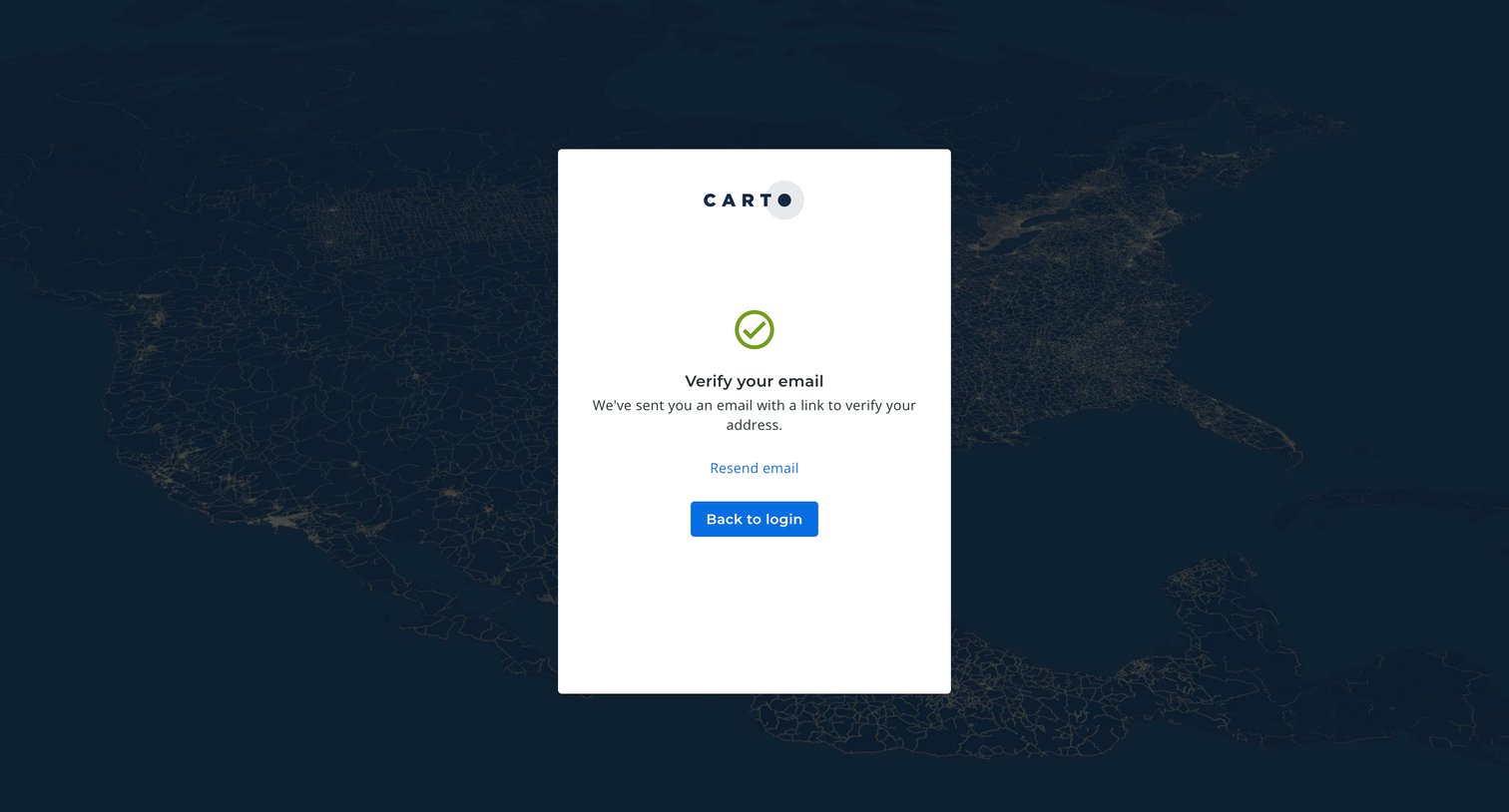 Carto - CARTO Accounts screen