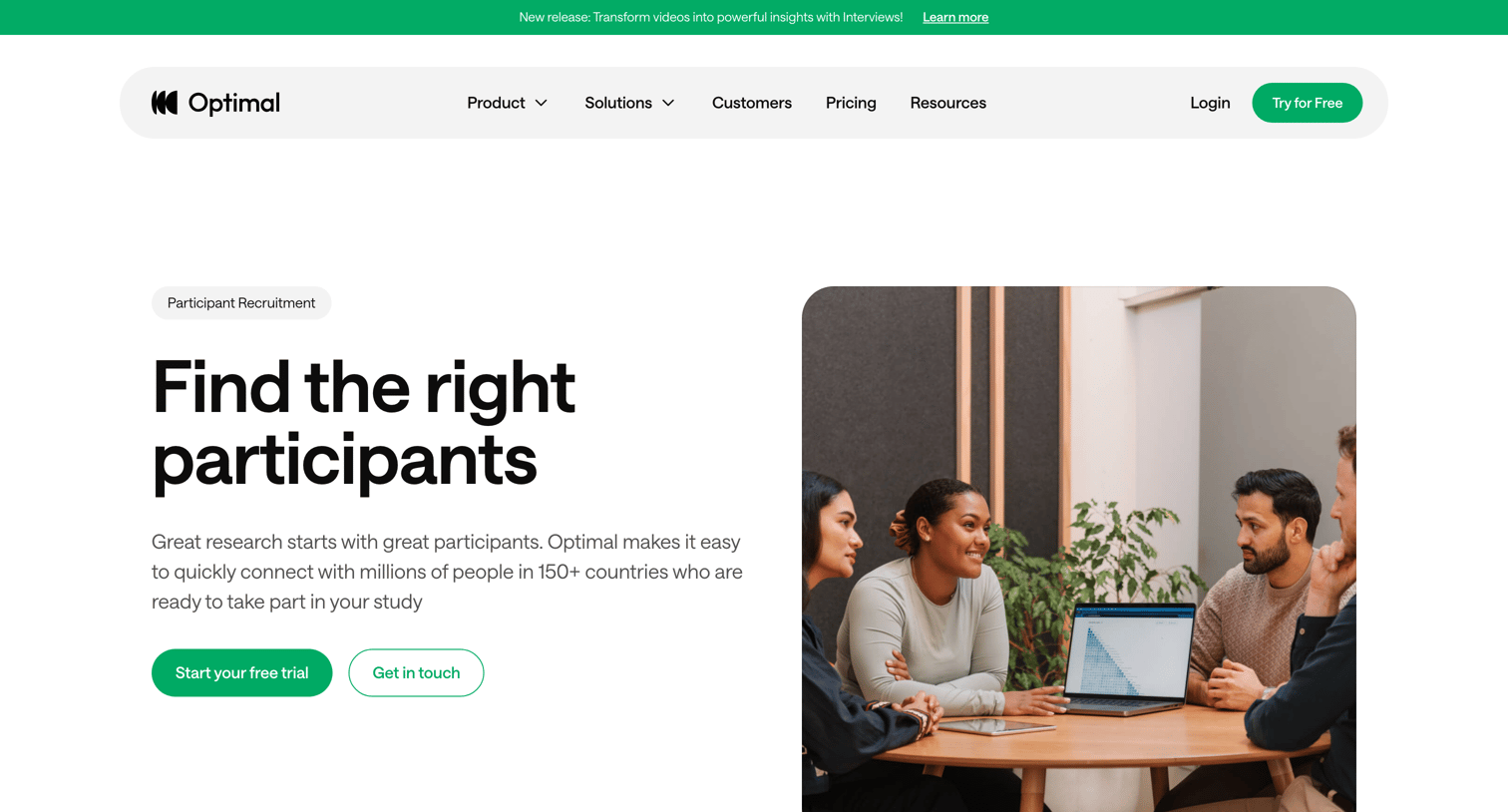 Optimal - Recruitment Optimal User Insight Platform screen