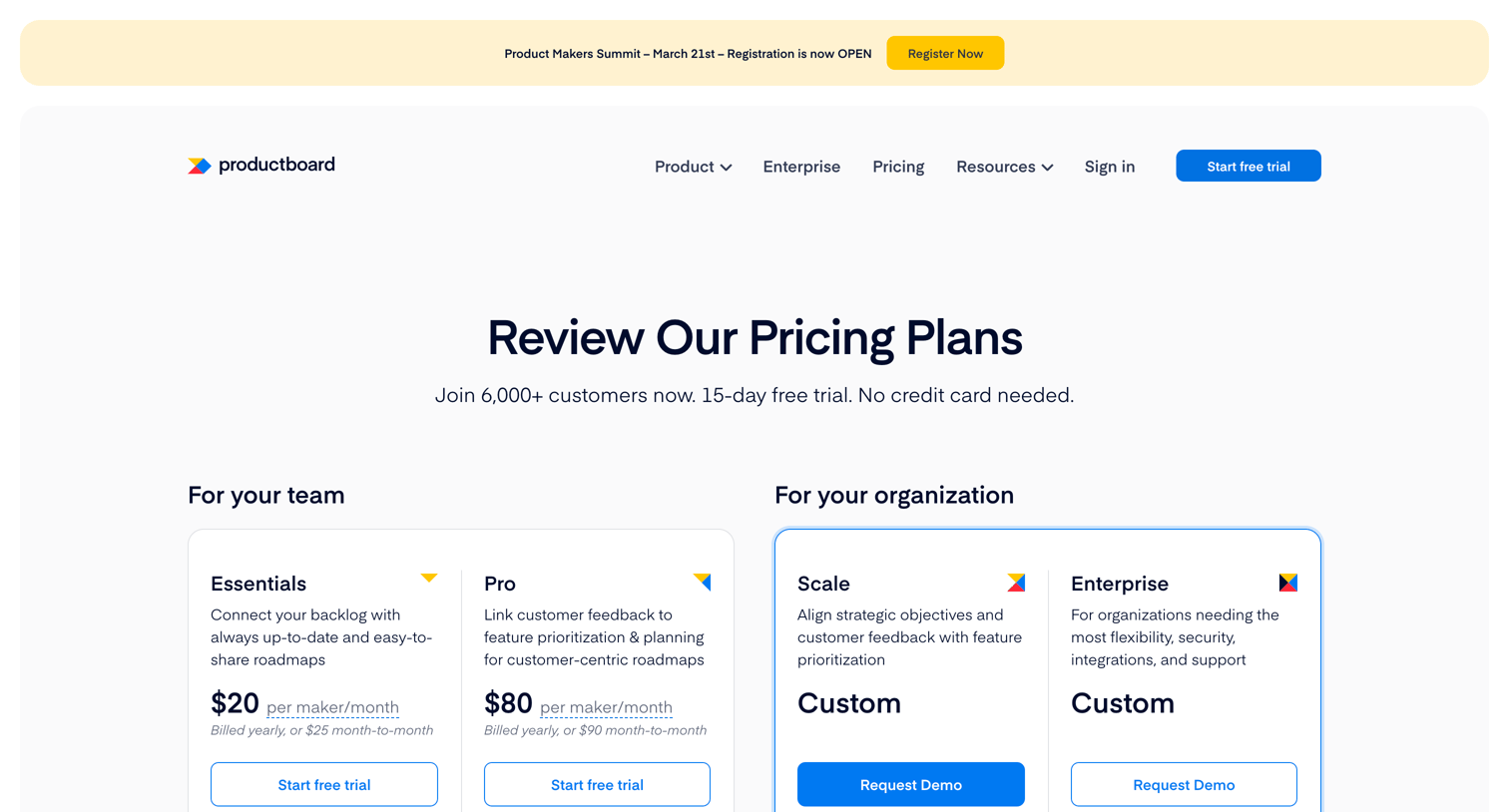 Productboard - Productboard Pricing Plans | Productboard screen
