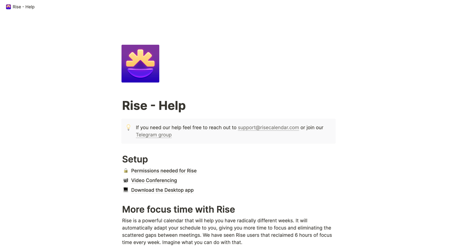Rise - Rise - Help screen