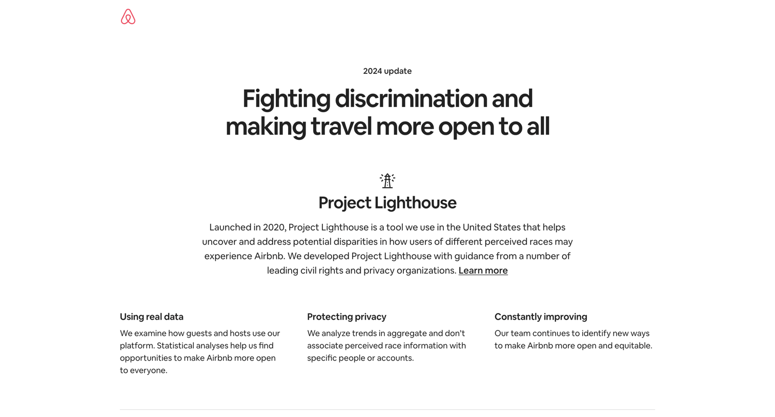 Airbnb - Fighting discrimination and building inclusion screen